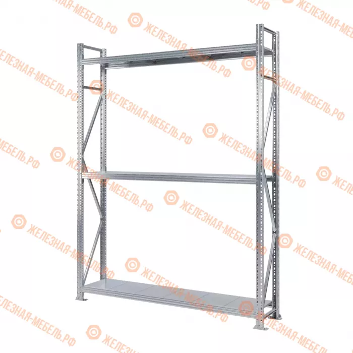 Стеллаж MS Pro Z 2500х1800х400 (3 яруса со сплошным настилом)