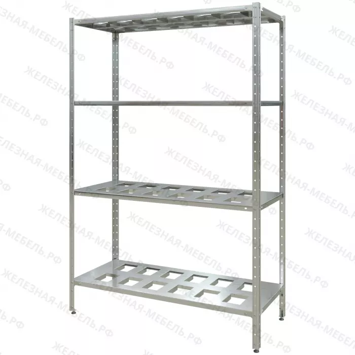Стеллаж полочный СПЛн «Norma Inox» 1800х1200х500 с полкой-решеткой (нерж.сталь)