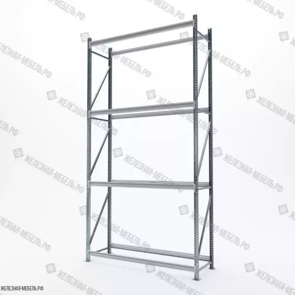 Стеллаж СФМ 3500х1750х600 (4 яруса без настила) Цинк