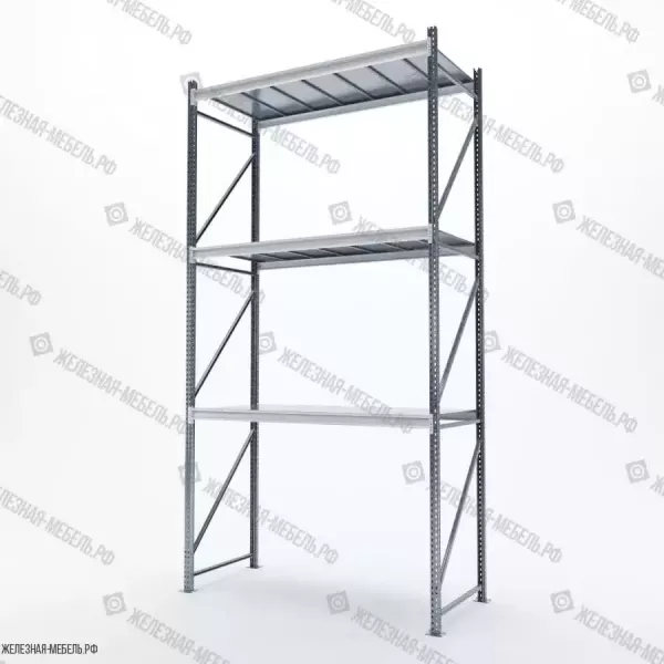 Стеллаж СФМ 3500х1750х800 (3 яруса с настилом) Цинк