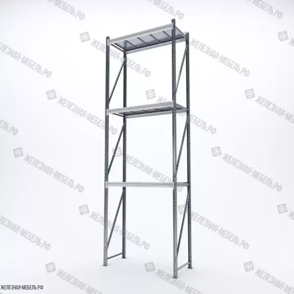Стеллаж СФМ 4000х1250х600 (3 яруса с настилом) Цинк