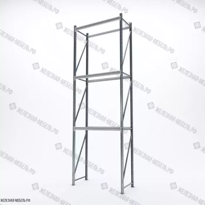 Стеллаж СФМ 4000х1250х600 (3 яруса без настила) Цинк