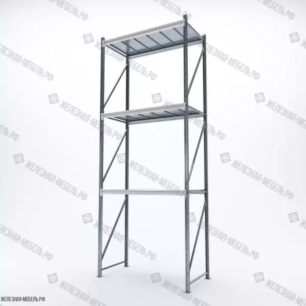 Стеллаж СФМ 4000х1500х800 (3 яруса с настилом) Цинк