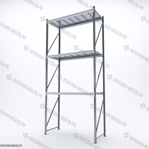 Стеллаж СФМ 4000х1750х800 (3 яруса с настилом) Цинк